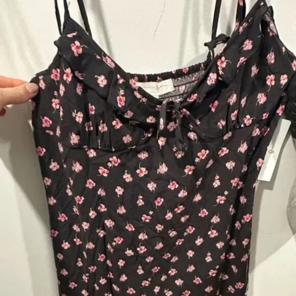 NWT Spiritual Gangster All Day Challis Cami Mini Dress | Black &amp; Pink | Size L