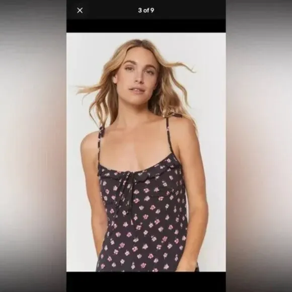 NWT Spiritual Gangster All Day Challis Cami Mini Dress | Black &amp; Pink | Size L