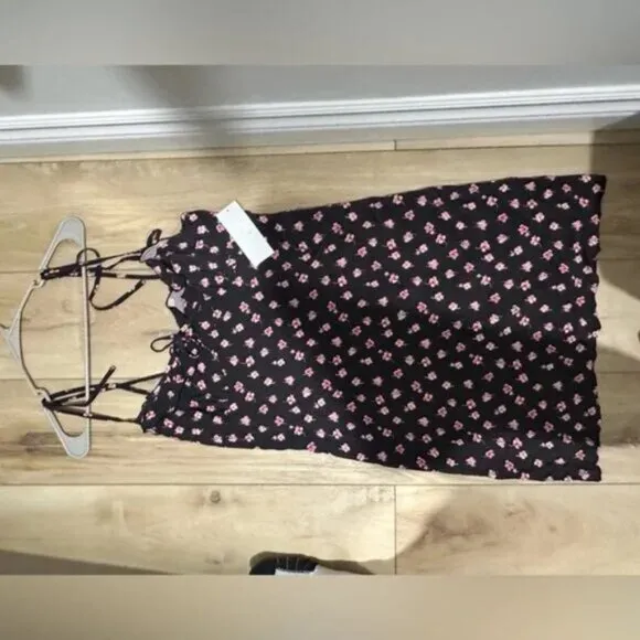 NWT Spiritual Gangster All Day Challis Cami Mini Dress | Black &amp; Pink | Size L