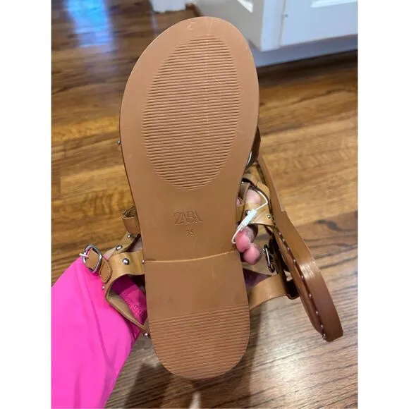 NWT ZARA studded leather sandals