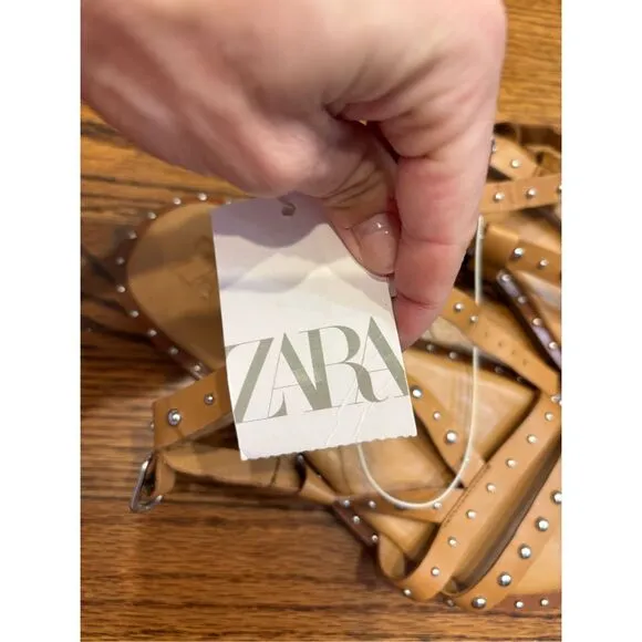 NWT ZARA studded leather sandals