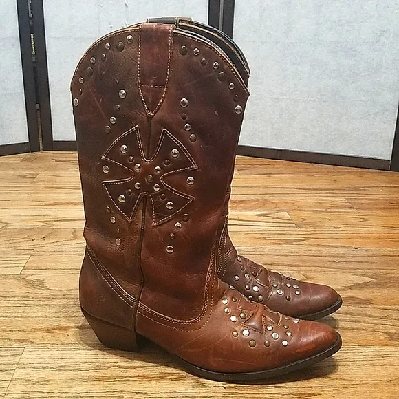 Oak Tree Farms leather studded western boots women's sz 7