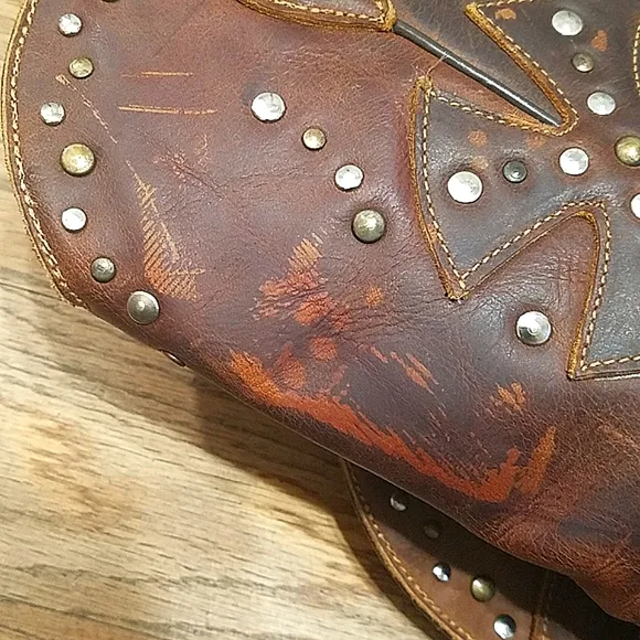 Oak Tree Farms leather studded western boots women's sz 7
