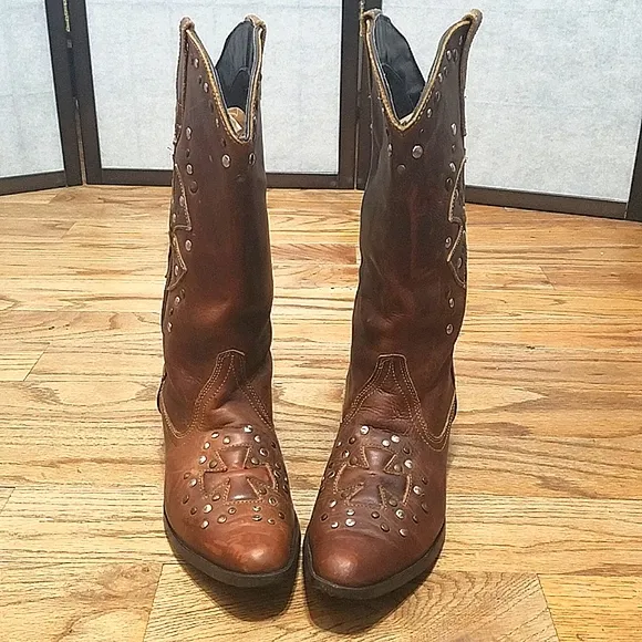 Oak Tree Farms leather studded western boots women's sz 7