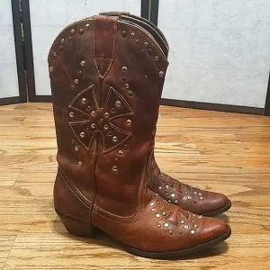 Oak Tree Farms leather studded western boots women's sz 7