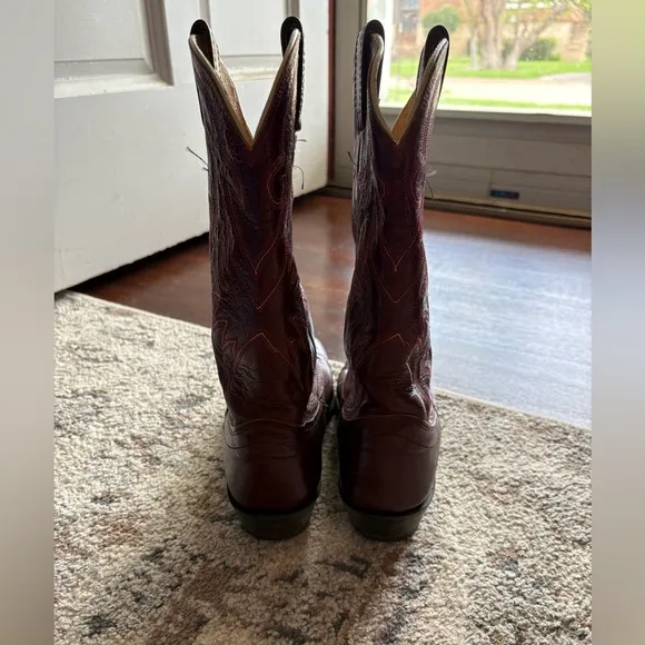 Olathe Brown/Red Leather Cowboy Boots