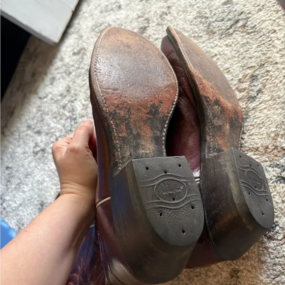 Olathe Brown/Red Leather Cowboy Boots