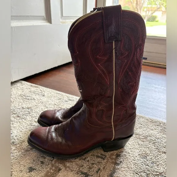 Olathe Brown/Red Leather Cowboy Boots