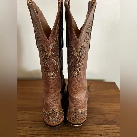 Old Gringo Brown Leather Cowboy Boots with Embroidery Size 8