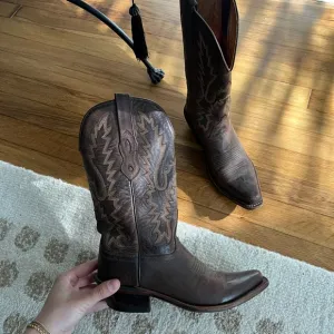 Old West Brown Western Cowboy Boots