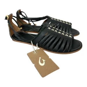Olukai Hikina Black Leather Sandals size women’s 7