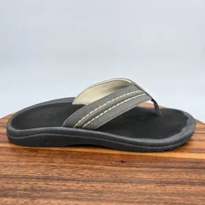 Olukai Hokua Sandals Men's 11 Brown Black Slip On Beach Thong Flip Flops