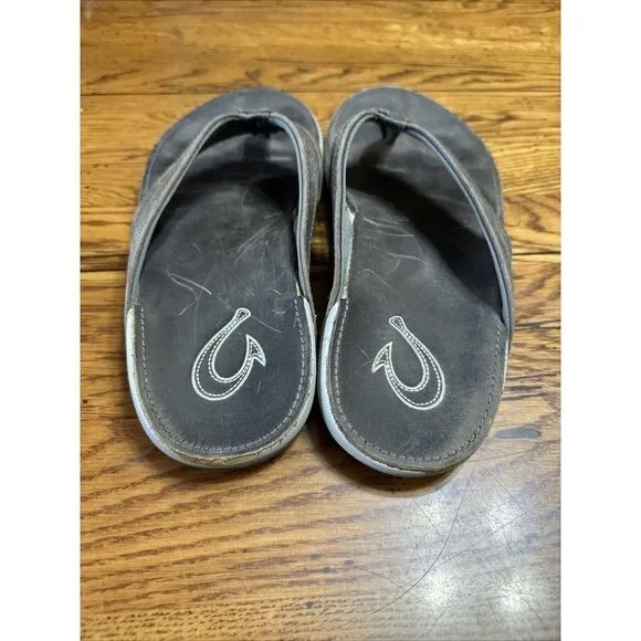OluKai Ikoi Men's Flip Flop Sandal, Size 8 - Brown Excellent Condition