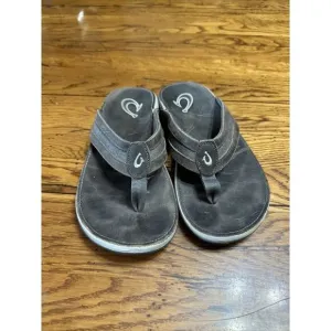 OluKai Ikoi Men's Flip Flop Sandal, Size 8 - Brown Excellent Condition