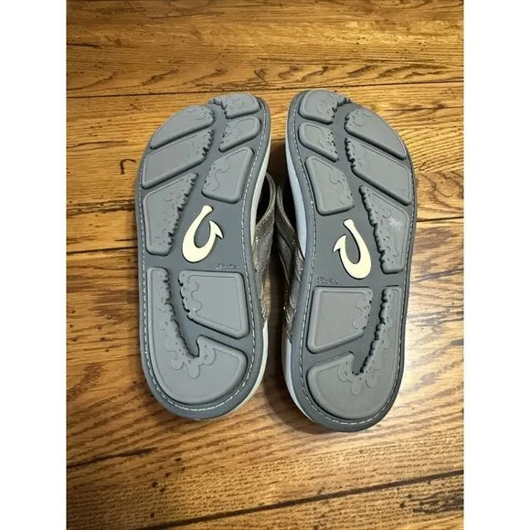 OluKai Ikoi Men's Flip Flop Sandal, Size 8 - Brown Excellent Condition