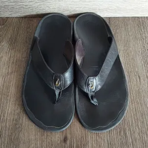 Olukai Kupuna Black Leather Sandal Mens Size 14