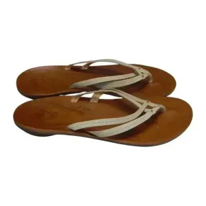 Olukai U'i Flip Flop Women's Ivory Leather Beach Thong Sandals Size EU 40 US 10