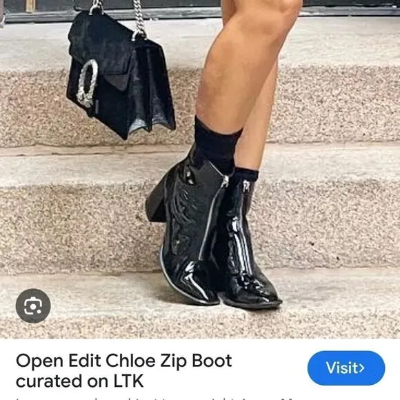 Open Edit Chloe Boots Vegan Patent Leather Chunky Square toe Nordstrom