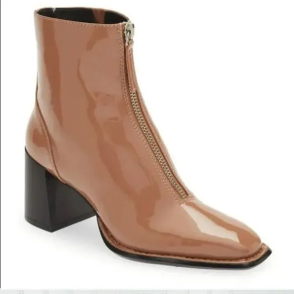 Open Edit Chloe Boots Vegan Patent Leather Chunky Square toe Nordstrom