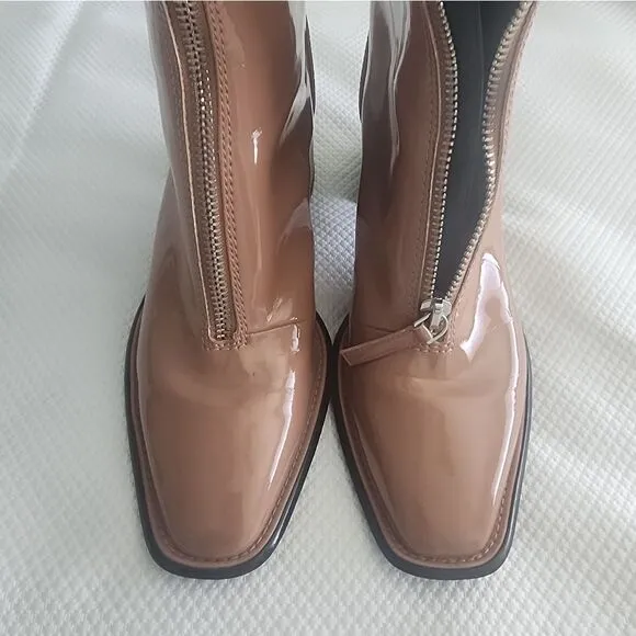 Open Edit Chloe Boots Vegan Patent Leather Chunky Square toe Nordstrom