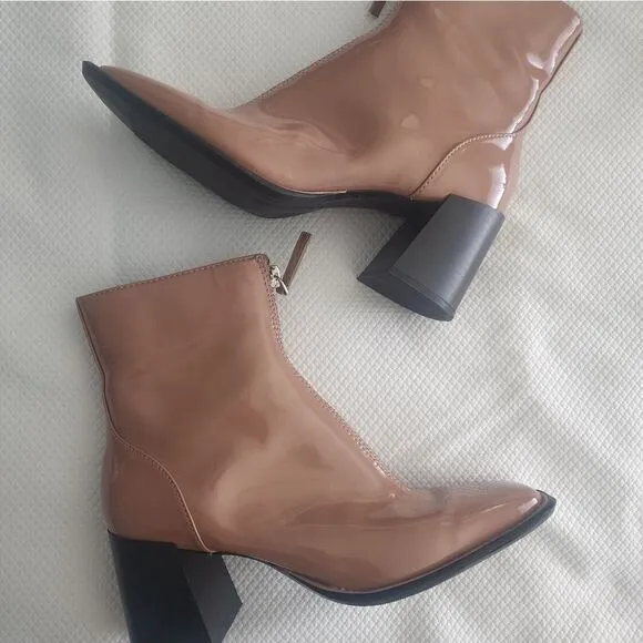 Open Edit Chloe Boots Vegan Patent Leather Chunky Square toe Nordstrom