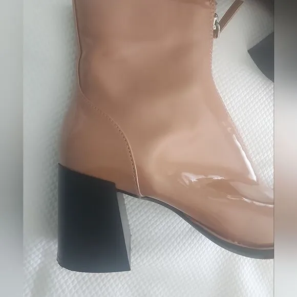 Open Edit Chloe Boots Vegan Patent Leather Chunky Square toe Nordstrom