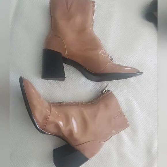 Open Edit Chloe Boots Vegan Patent Leather Chunky Square toe Nordstrom