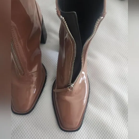 Open Edit Chloe Boots Vegan Patent Leather Chunky Square toe Nordstrom