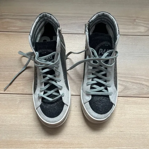 P448 High Top‎ Skater Style Silver Sneakers