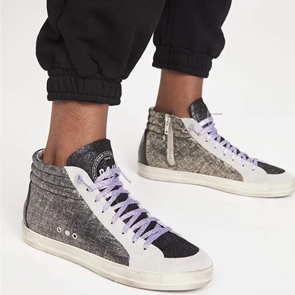 P448 High Top‎ Skater Style Silver Sneakers
