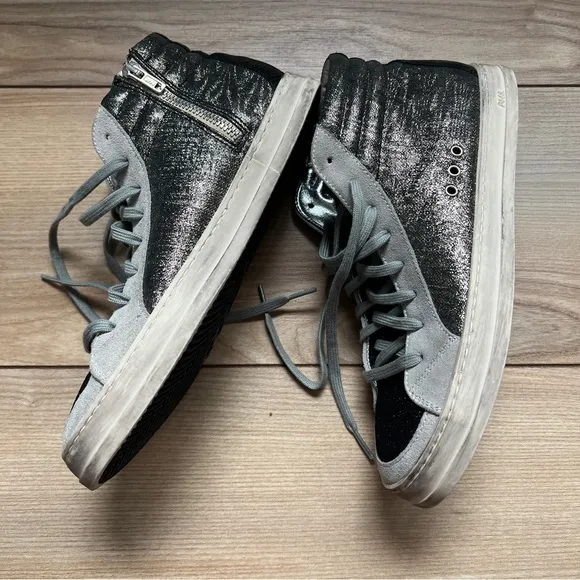 P448 High Top‎ Skater Style Silver Sneakers