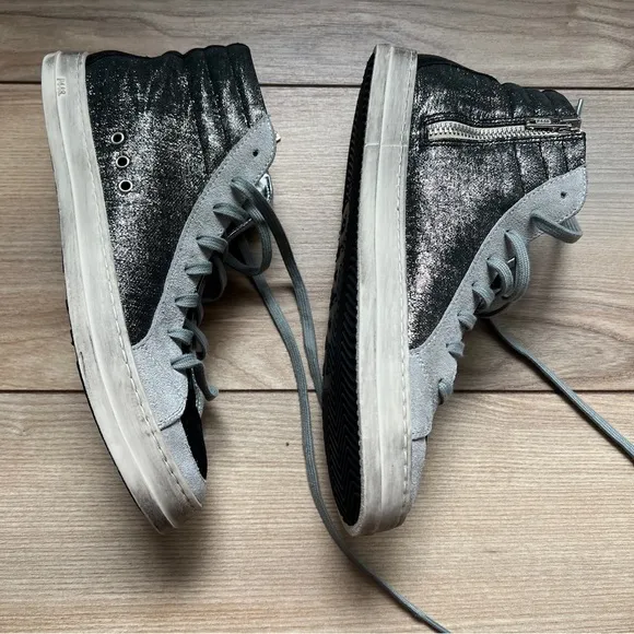 P448 High Top‎ Skater Style Silver Sneakers
