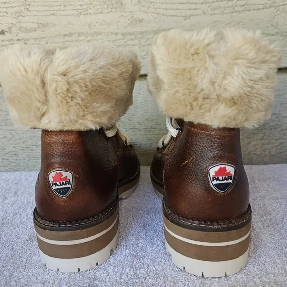 Pajar Canada Ophelia Womens Leather/Faux Fur Waterproof Winter Boots Size 39