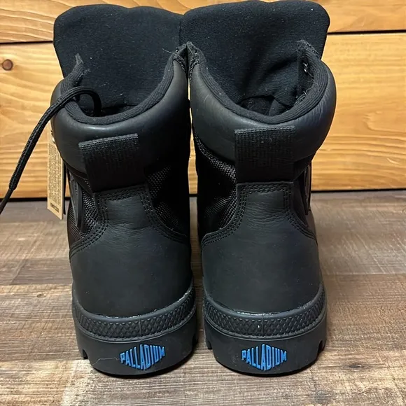 Palladium Men's Black Waterproof Boots 12 Leather Textile Durable Combat NIB Y2K