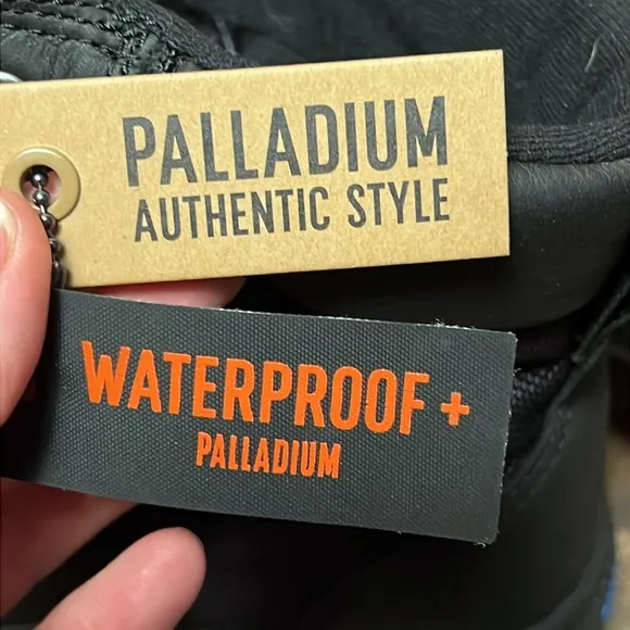 Palladium Men's Black Waterproof Boots 12 Leather Textile Durable Combat NIB Y2K