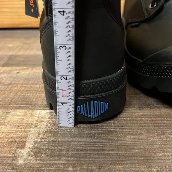 Palladium Men's Black Waterproof Boots 12 Leather Textile Durable Combat NIB Y2K