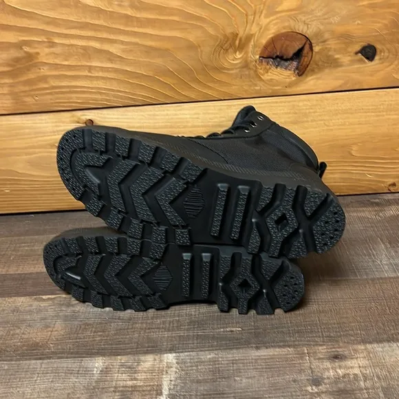 Palladium Men's Black Waterproof Boots 12 Leather Textile Durable Combat NIB Y2K