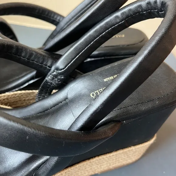 Paloma Barcelo black raffia platform puffy sandal heel 40 (10)