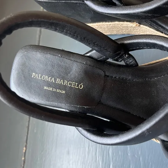 Paloma Barcelo black raffia platform puffy sandal heel 40 (10)