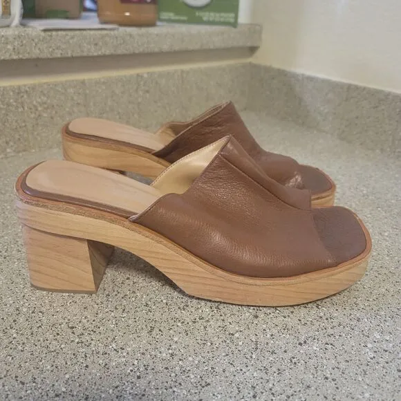 Paloma Wool Brown Valencia Slide Platform Sandals Size 41