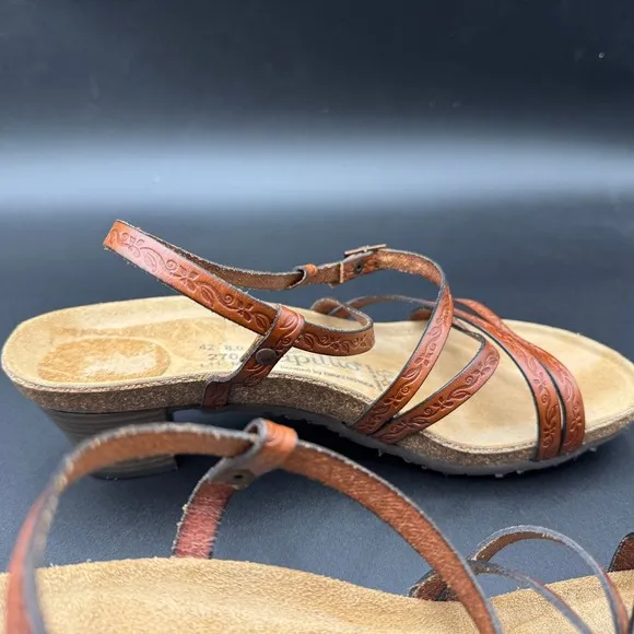 Papillio Birkenstock Bella Fiori Brown Leather Strappy Pump Sandal Size 11