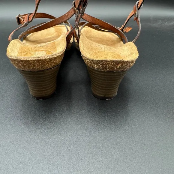 Papillio Birkenstock Bella Fiori Brown Leather Strappy Pump Sandal Size 11
