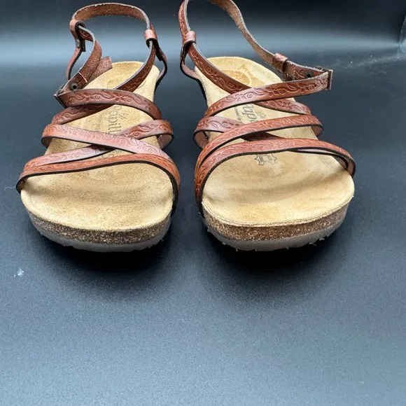 Papillio Birkenstock Bella Fiori Brown Leather Strappy Pump Sandal Size 11