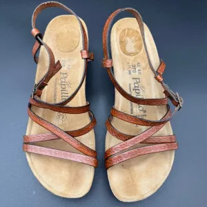 Papillio Birkenstock Bella Fiori Brown Leather Strappy Pump Sandal Size 11