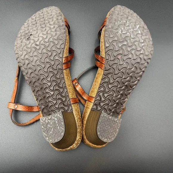 Papillio Birkenstock Bella Fiori Brown Leather Strappy Pump Sandal Size 11