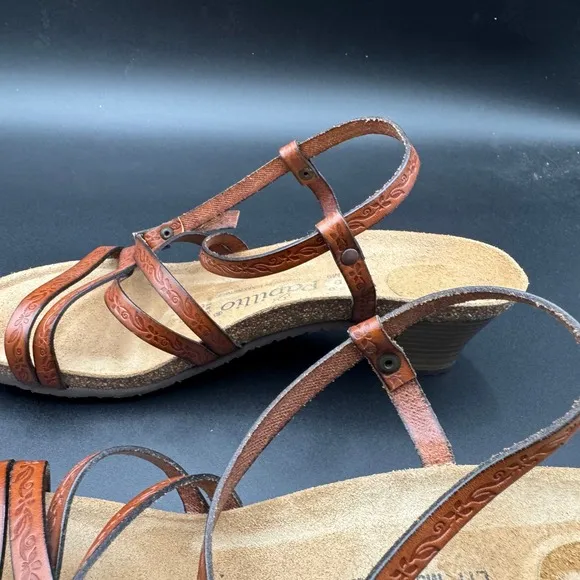 Papillio Birkenstock Bella Fiori Brown Leather Strappy Pump Sandal Size 11