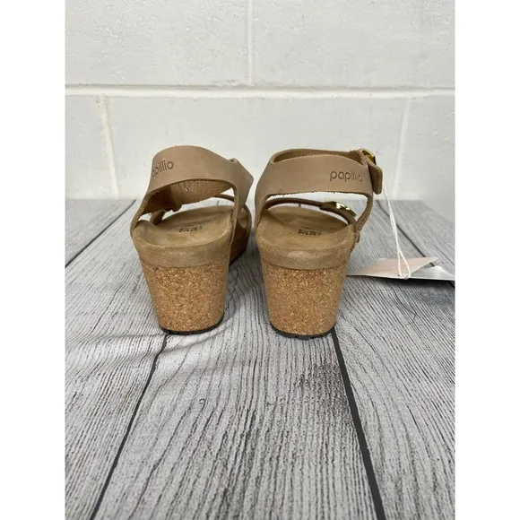 Papillio Soley Ring Buckle Wedge Sandals Sandcastle Narrow Fit Size 37 US 6