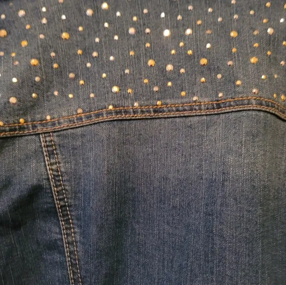 Passports Denim Gold Silver Beaded Studded Jacket Coat Blazer Size L