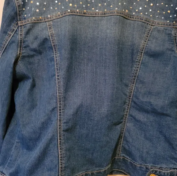 Passports Denim Gold Silver Beaded Studded Jacket Coat Blazer Size L