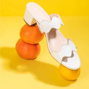 Patricia Green Palm Beach Block Sandals Size 7 White Low Heel Slip On